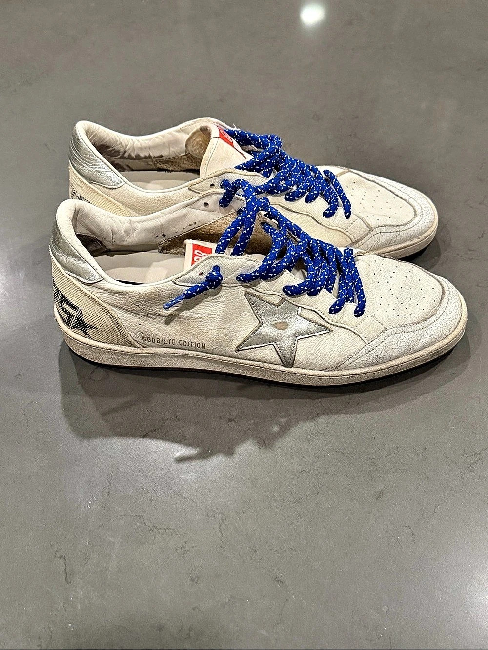 Golden Goose Ball Star Limited Edition Men's White & Blue w/ Unique laces